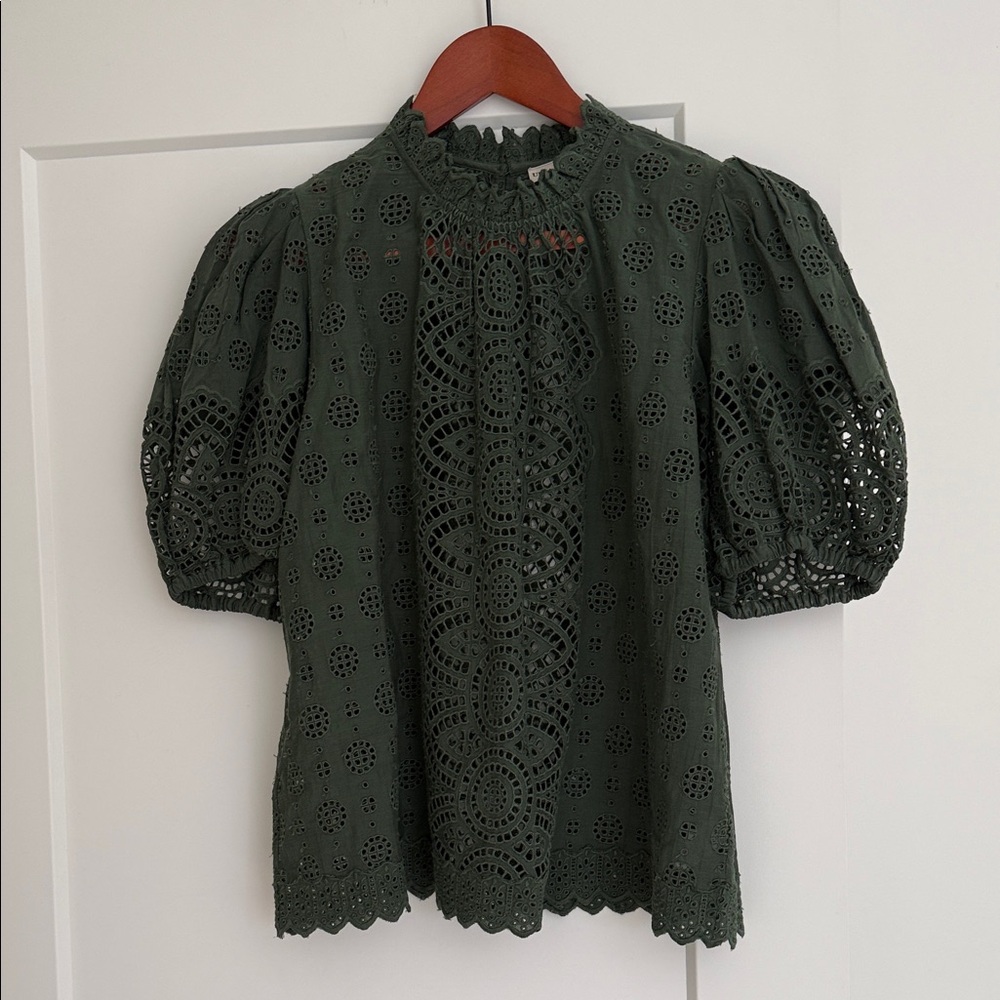 Ulla Johnson Dark Green Eyelet Blouse
